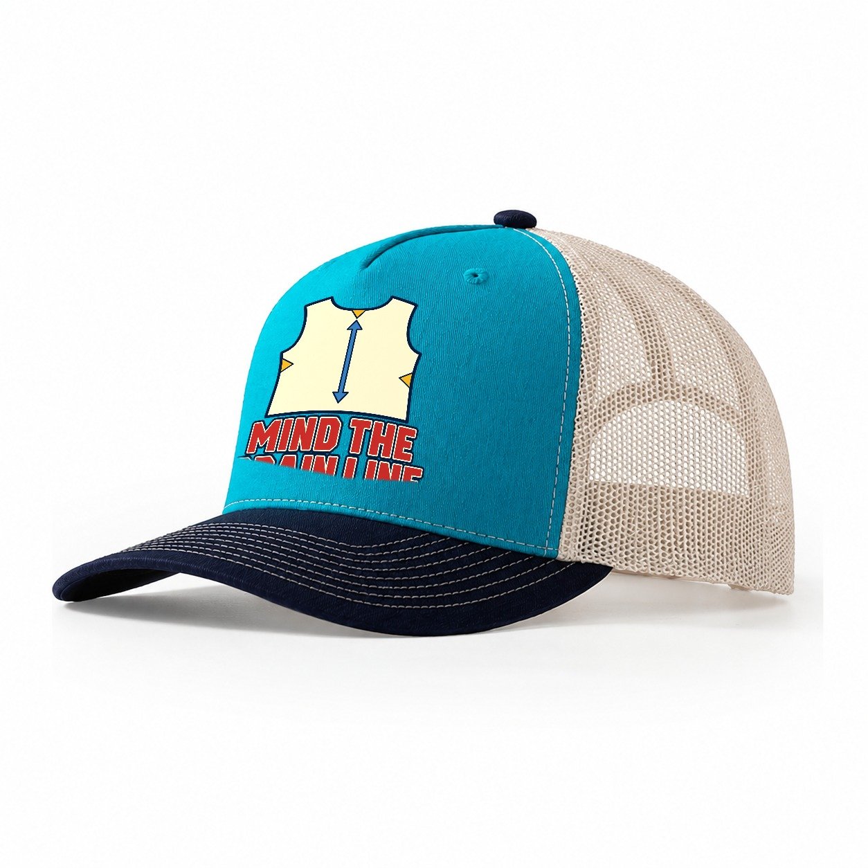 Mind The Grain Line Sewing And Quilting Trucker Hat – Teal Navy
