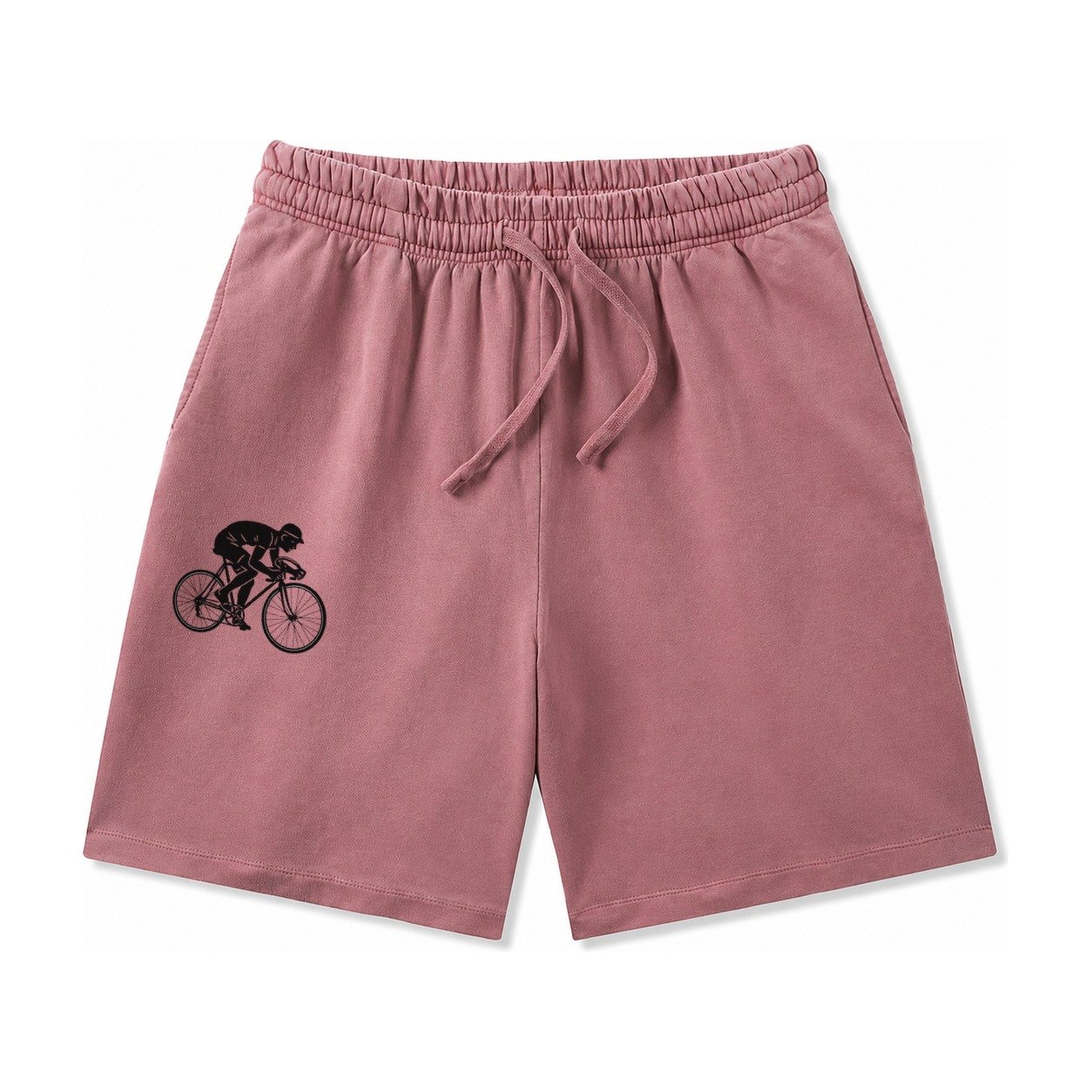 Cyclist Sprinting In Racing Position Washed Shorts – Burgundy