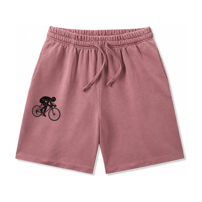 Cyclist Sprinting In Racing Position Washed Shorts – Burgundy