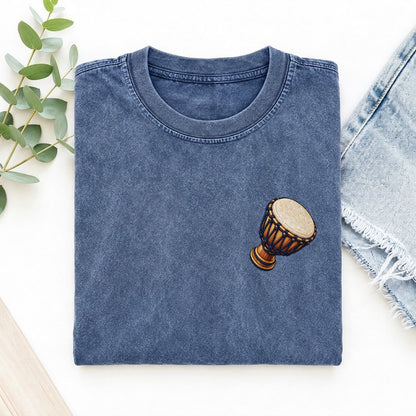Djembe Rope Goblet Left Chest Thread Signatures II Left Chest Vintage T-shirt – Washed Blue