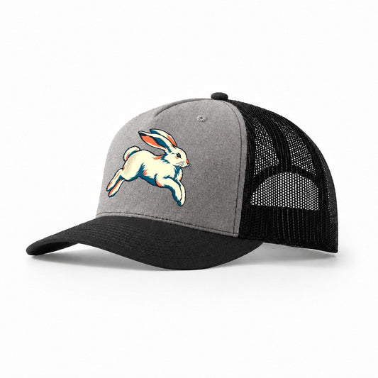 Arctic Hare Leap Trucker Hat – Grey Black