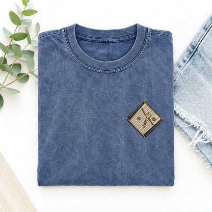 Dulcimer Hammer Pair Left Chest Vintage T-shirt – Washed Blue