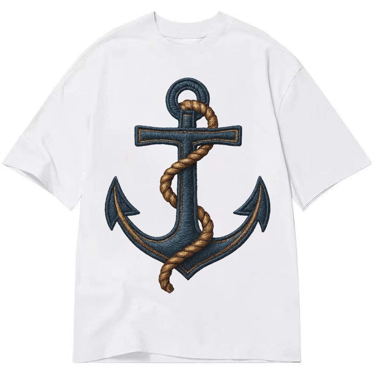 Anchor And Rope Nautical Illustration Classic T-shirt – White