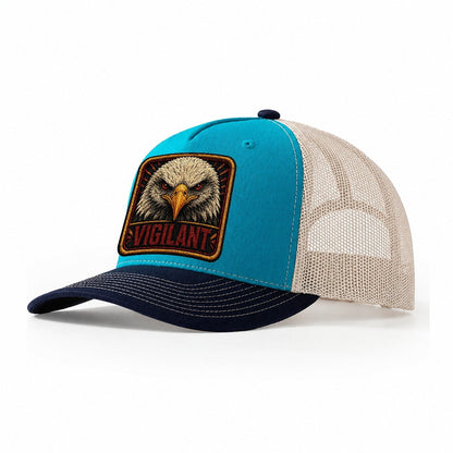 Eagle Vigilant Badge Trucker Hat – Teal Navy
