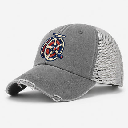 Fly Fishing Reel Tiny Solo Marks Washed Trucker Hat – Grey