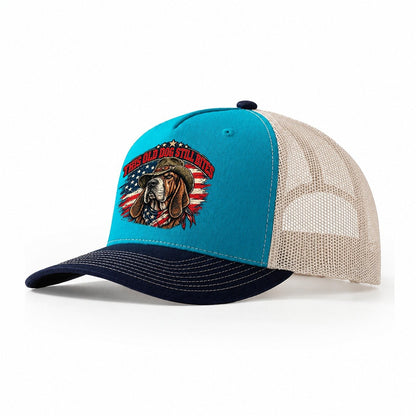 This Old Dog Still Bites Old Man Strong Trucker Hat – Teal Navy