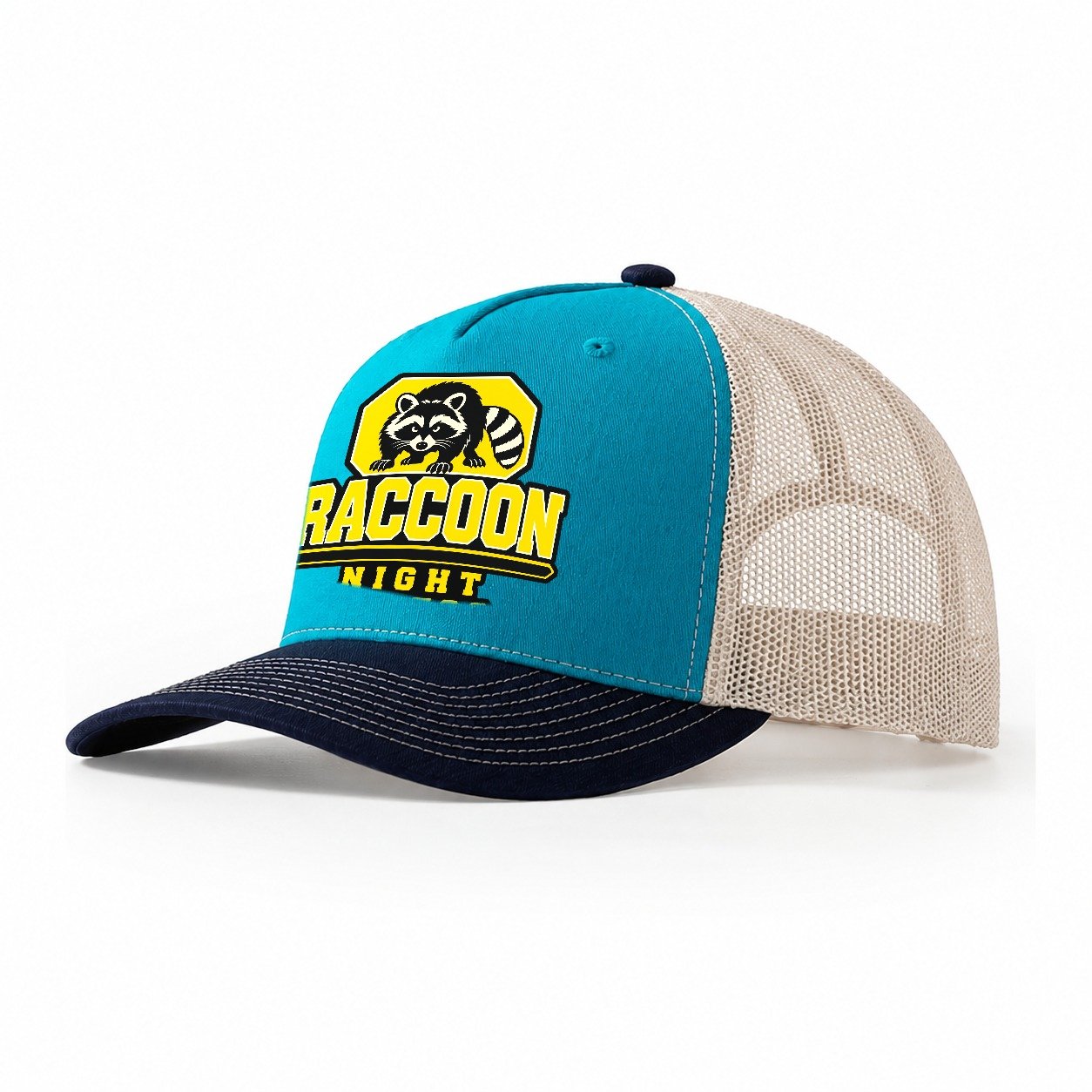 Raccoon Night Access Heavy Duty Trucker Hat – Teal Navy
