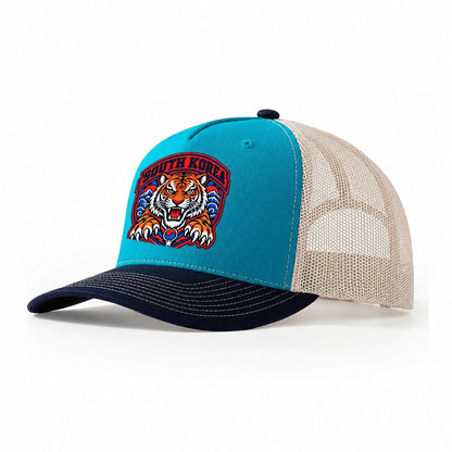 South Korea Retro Badge Country Logos Trucker Hat – Teal Navy