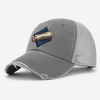 Harmonica Indigo Fold Pastimes Companions Washed Trucker Hat – Grey