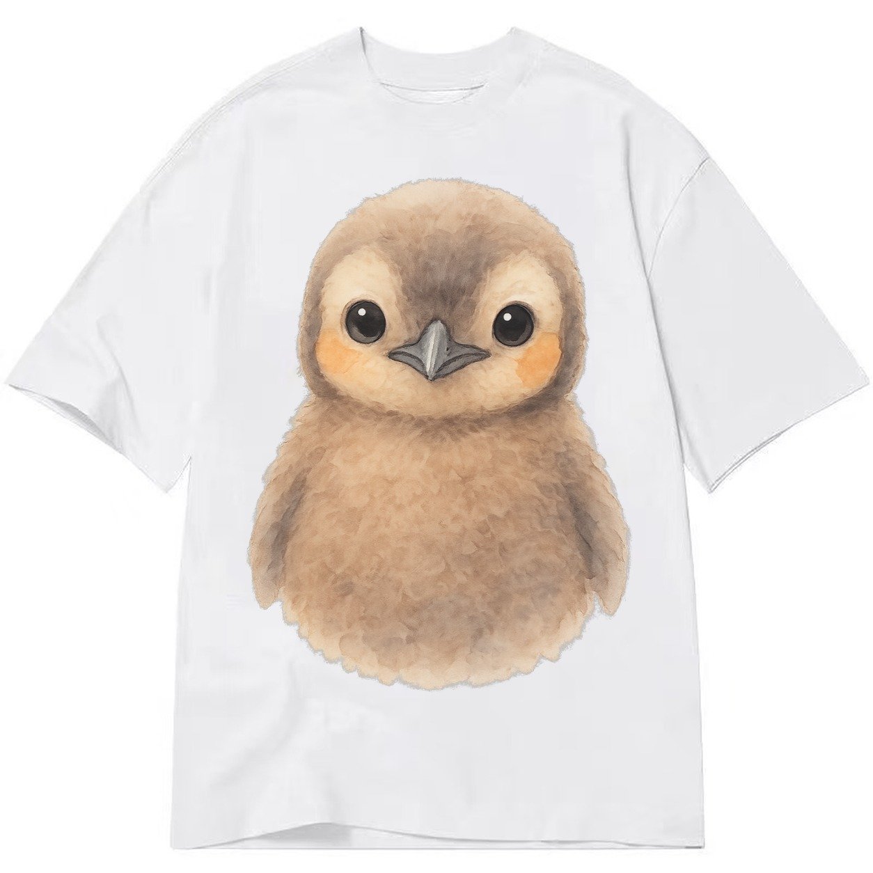Baby King Penguin Orange Cheek Patches Fluffy Brown Large Ey Classic T-shirt – White