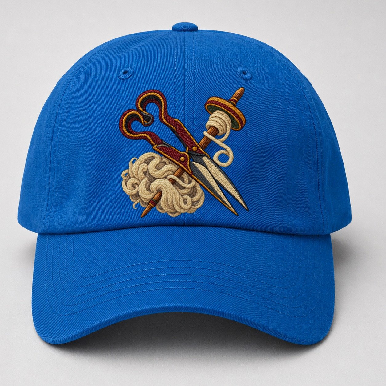 Welsh Wool Shears Spindle And Fleece Uk Culture Heritage Baseball Cap – Blue