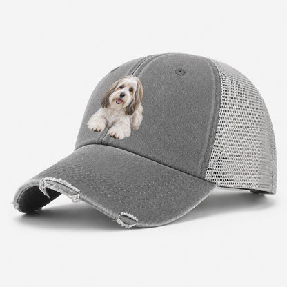 Havanese Lying Down Top Breeds Washed Trucker Hat – Grey