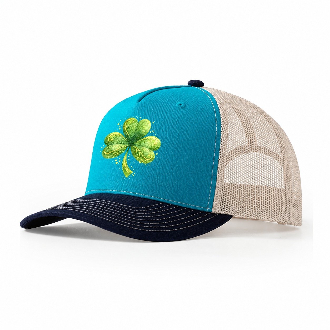 Shamrock Trucker Hat – Teal Navy
