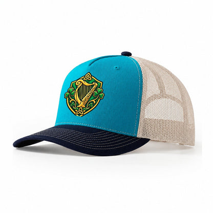 Ireland Minimal Emblem Country Logos Trucker Hat – Teal Navy