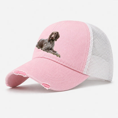 German Shorthaired Pointer Washed Trucker Hat – Light Pink