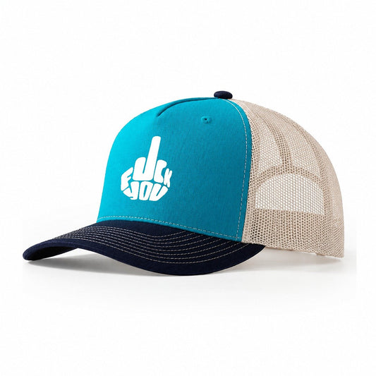 Fuck You! Cap Design Trucker Hat – Teal Navy