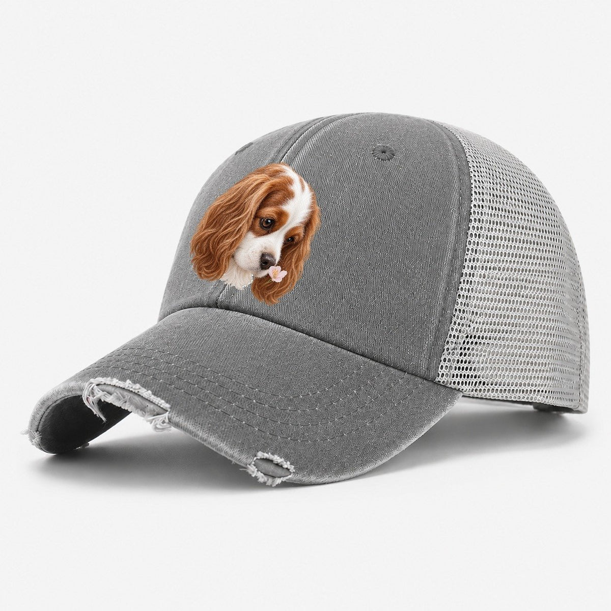 Cavalier Petal Greeting Pastimes Companions Washed Trucker Hat – Grey