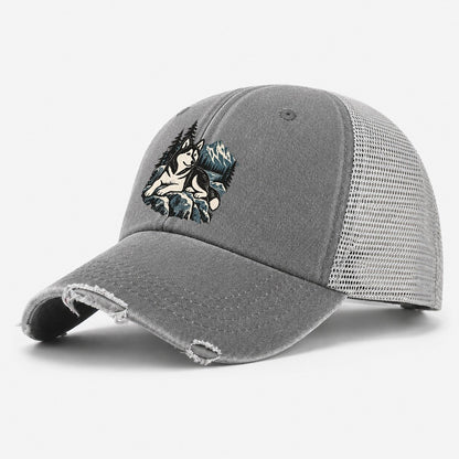Husky Mountain Lake Washed Trucker Hat – Grey
