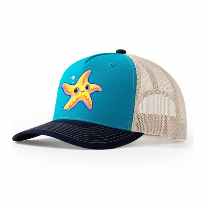 Starfish Side Float Sea Sprite Trucker Hat – Teal Navy