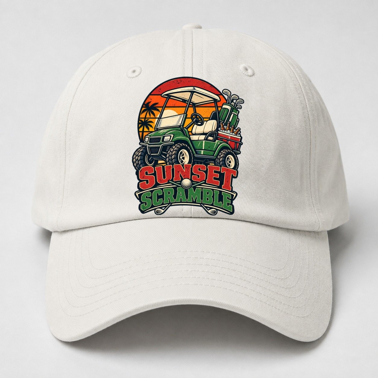 Sunset Scramble Golf Life Baseball Cap – Off White