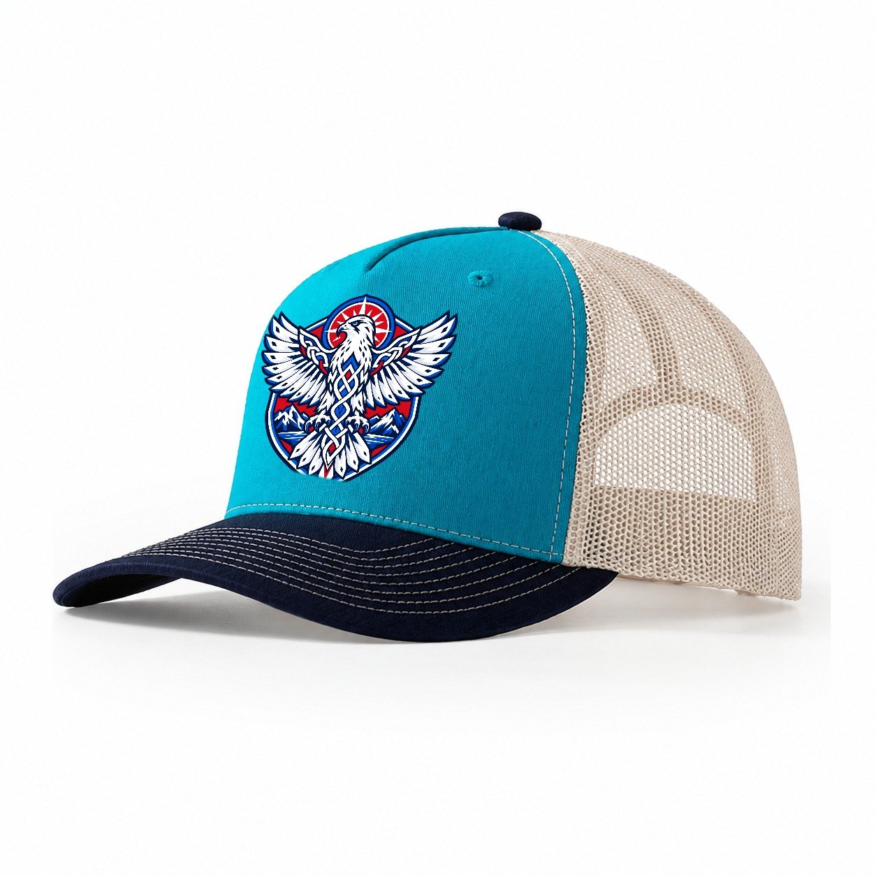 Iceland Minimal Emblem Country Logos Trucker Hat – Teal Navy
