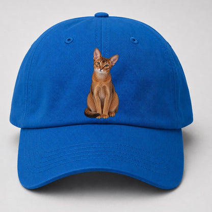 Abyssinian Seated Portrait Realistic Cat Portrait Baseball Cap – Blue