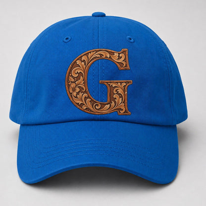 Tooled Leather G Monogram Baseball Cap – Blue