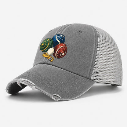 Lawn Bowls And White Jack Australia Cultural Icons Washed Trucker Hat – Grey