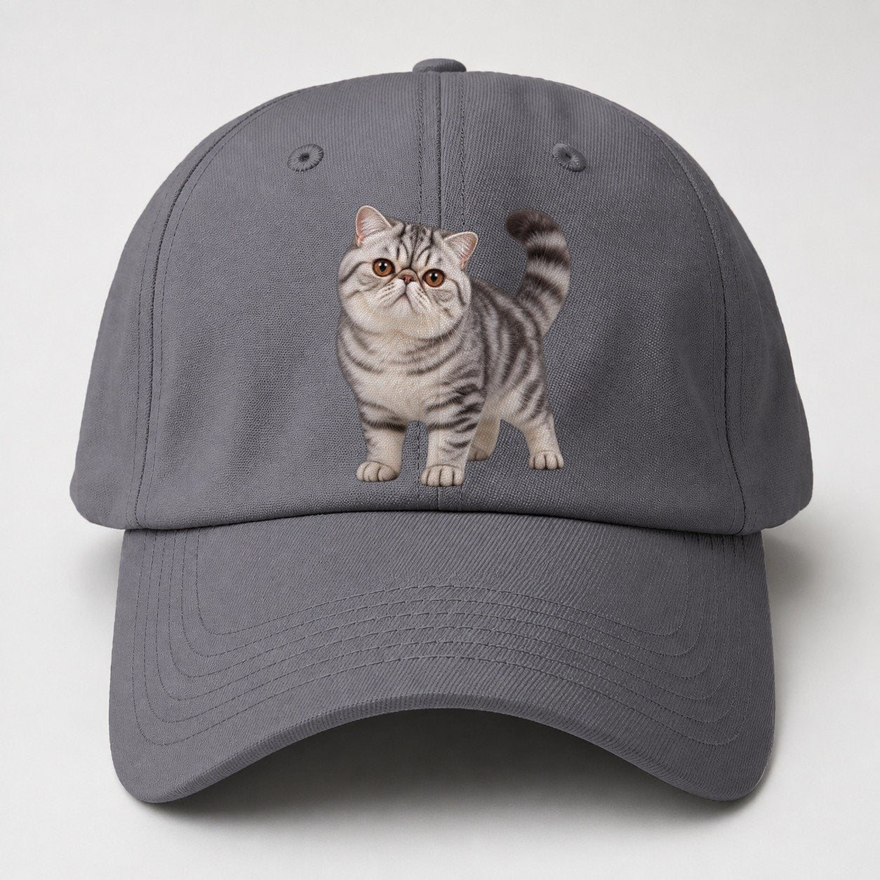 Exotic Shorthair Standing Three Quarter Realistic Cat Portrait Baseball Cap – Grey