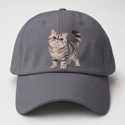 Exotic Shorthair Standing Three Quarter Realistic Cat Portrait Baseball Cap – Grey