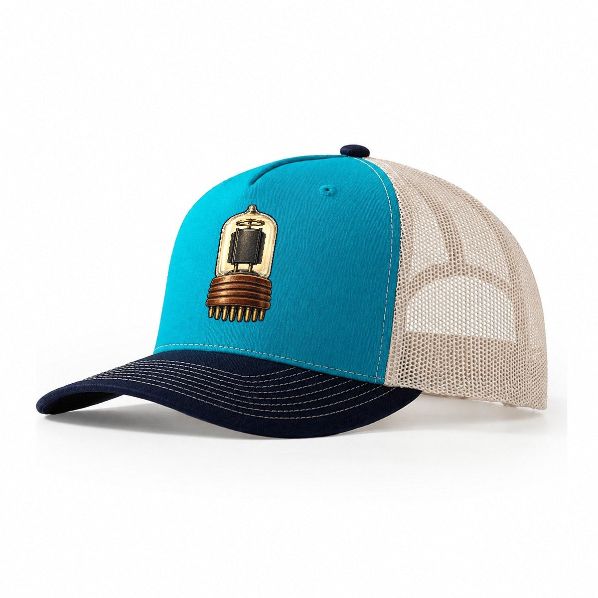Radio Valve And Brass Pins Amateur Radio Trucker Hat – Teal Navy