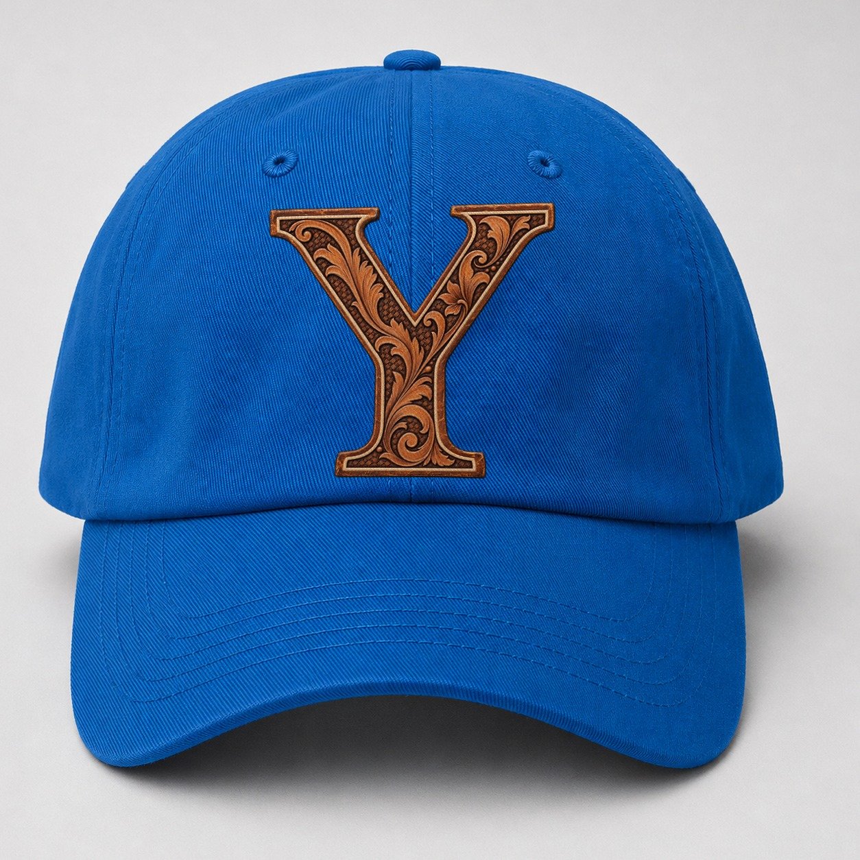 Tooled Leather Y Monogram Baseball Cap – Blue