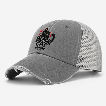 Black Cat London Est. 2023 Washed Trucker Hat – Grey