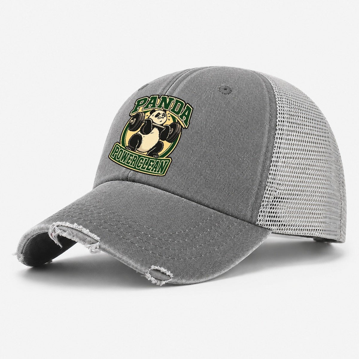 Panda Power Clean Animal Lifters Washed Trucker Hat – Grey