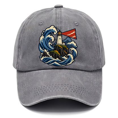 Hebridean Lighthouse And Storm Wave Uk Culture Heritage Classic Cap – Urban Haze