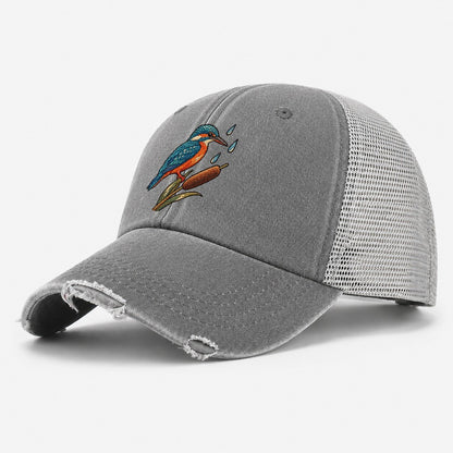 Kingfisher Rain Pause Gentle Wild Washed Trucker Hat – Grey