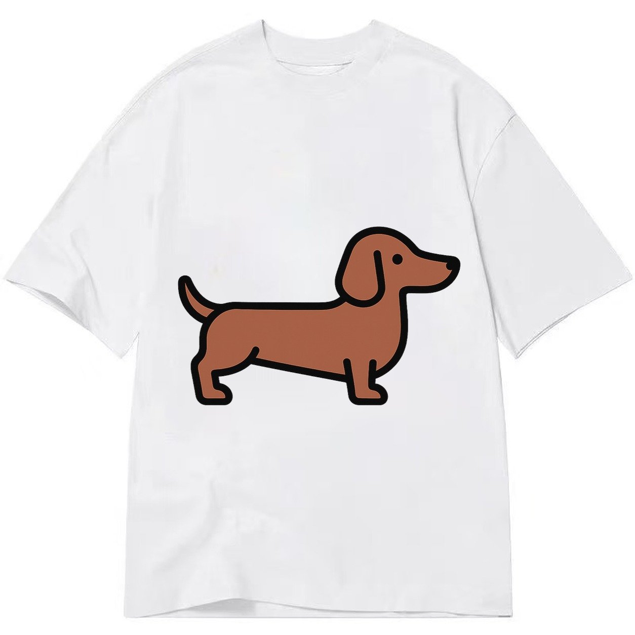 Dachshund Redbrown Smooth Flat Side Profile Classic T-shirt – White