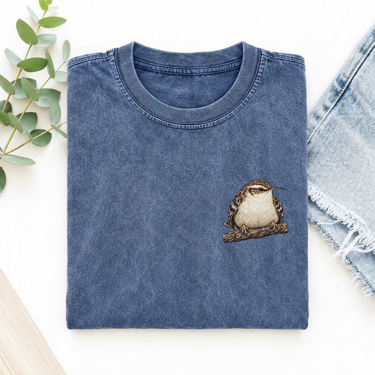 Treecreeper Bark Grip Left Chest Thread Signatures II Left Chest Vintage T-shirt – Washed Blue