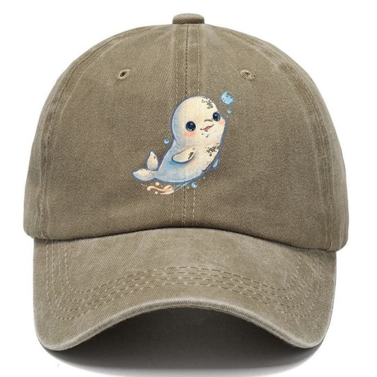 Beluga Whale Bubble Rise Sea Sprite Classic Cap – Warm Sand