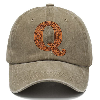 Tooled Leather Q Monogram Classic Cap – Warm Sand