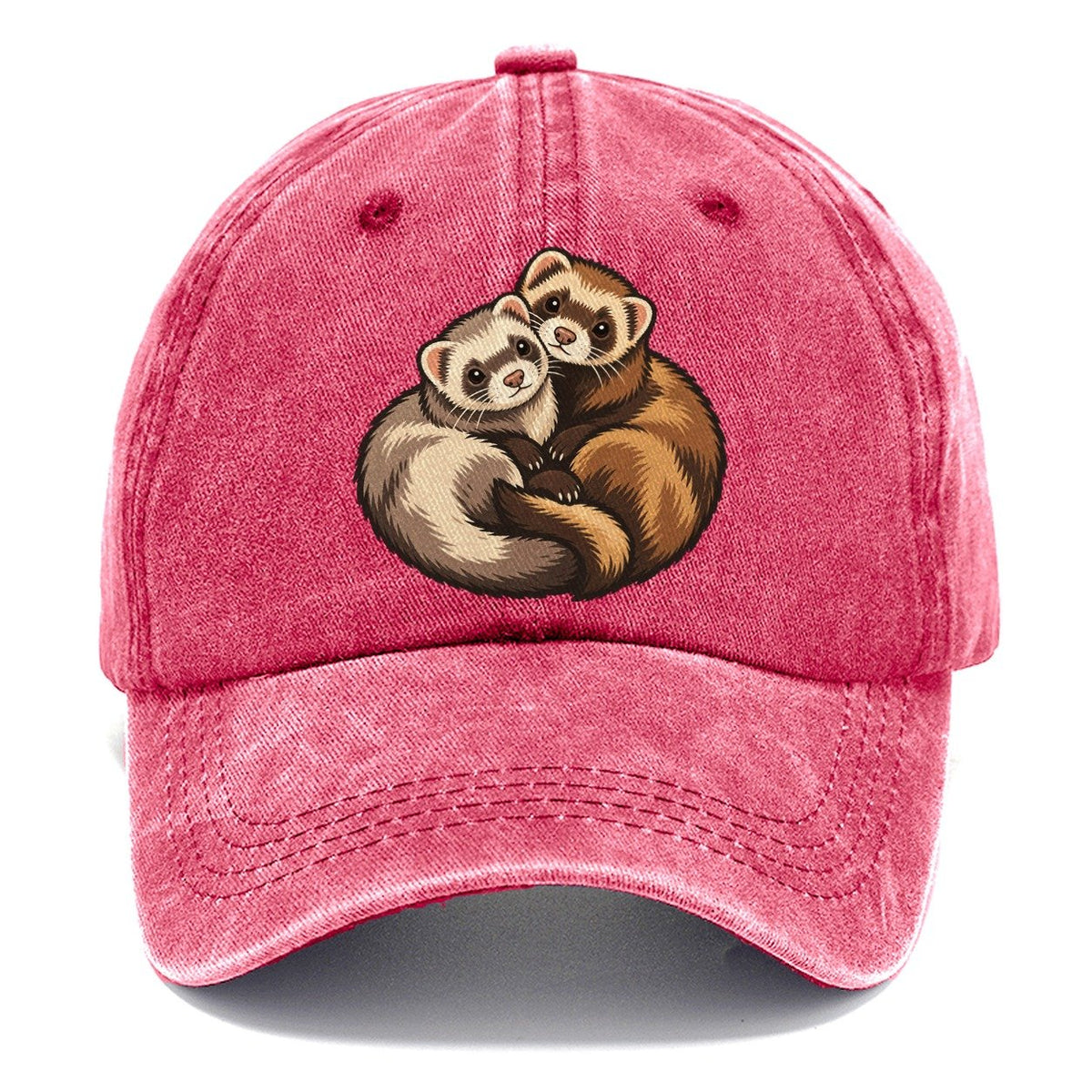 Ferret Pair Curl Small Pet Logos Classic Cap – Pomegranate Blush