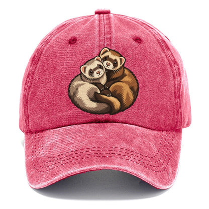 Ferret Pair Curl Small Pet Logos Classic Cap – Pomegranate Blush