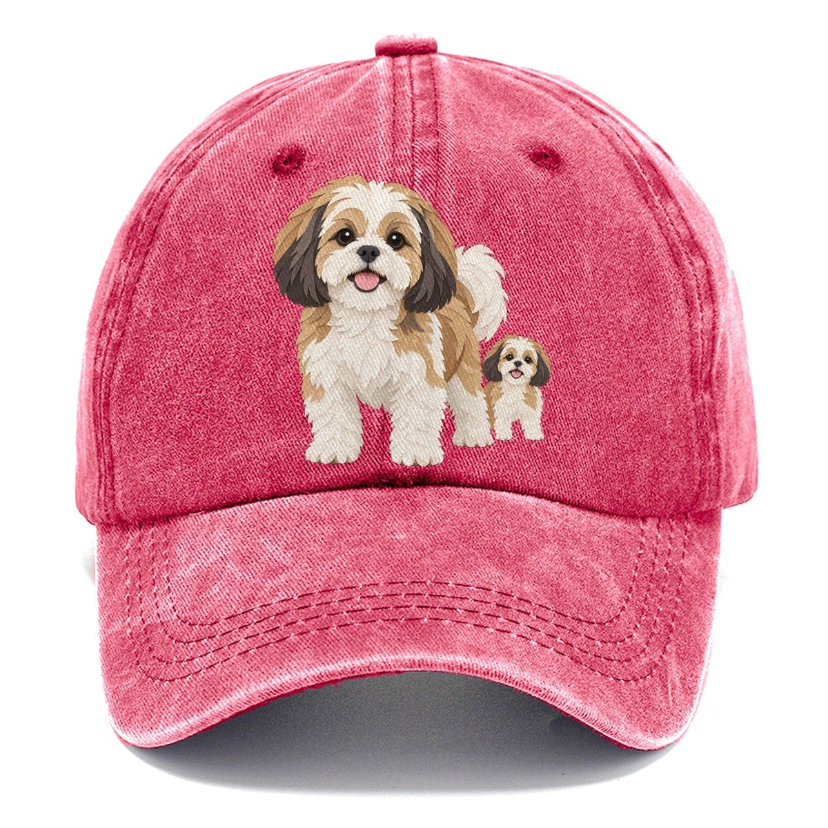 Cut-Paper Collage Shih Tzu Standing Top Breeds Classic Cap – Pomegranate Blush