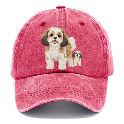 Cut-Paper Collage Shih Tzu Standing Top Breeds Classic Cap – Pomegranate Blush