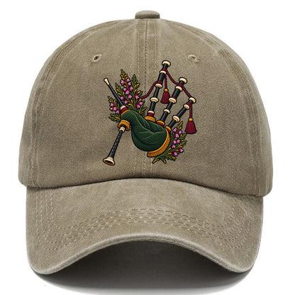 Scottish Bagpipes And Heather Uk Culture Heritage Classic Cap – Warm Sand