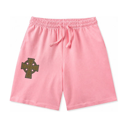 Celtic Cross Washed Shorts – Pink