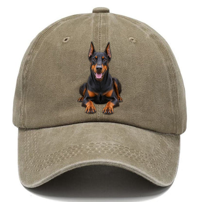 Doberman Pinscher Sitting Top Breeds Classic Cap – Warm Sand