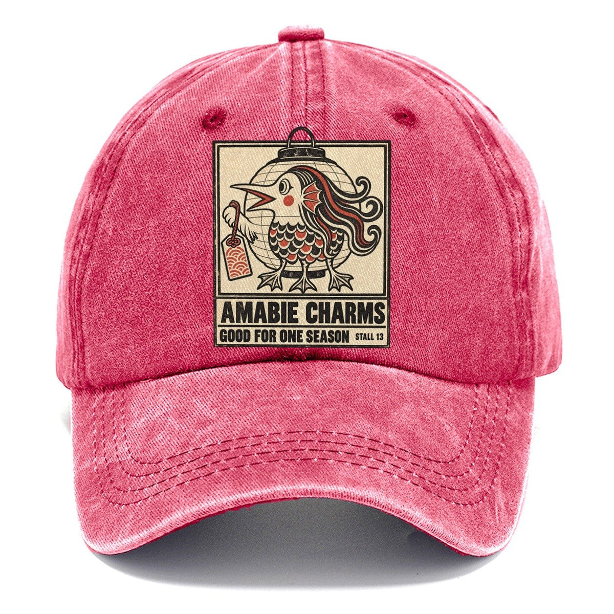 Amabie Charms Yokai Night Market Classic Cap – Pomegranate Blush