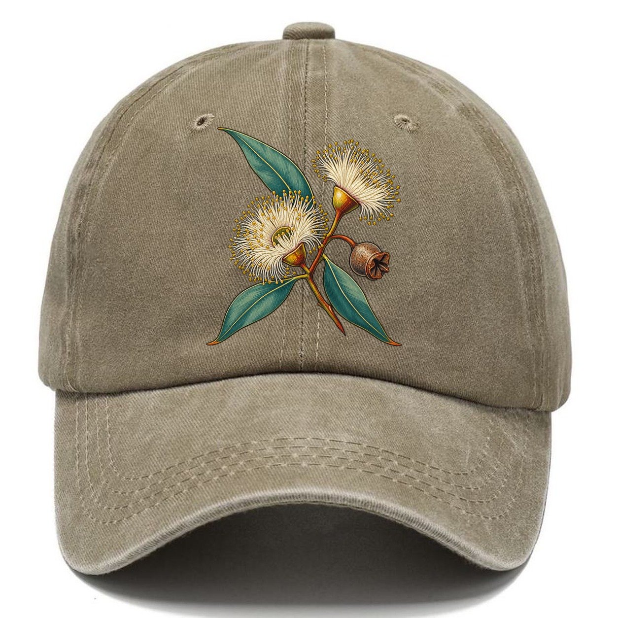 Tasmania Blue Gum Blossom And Capsule Australia Cultural Icons Classic Cap – Warm Sand