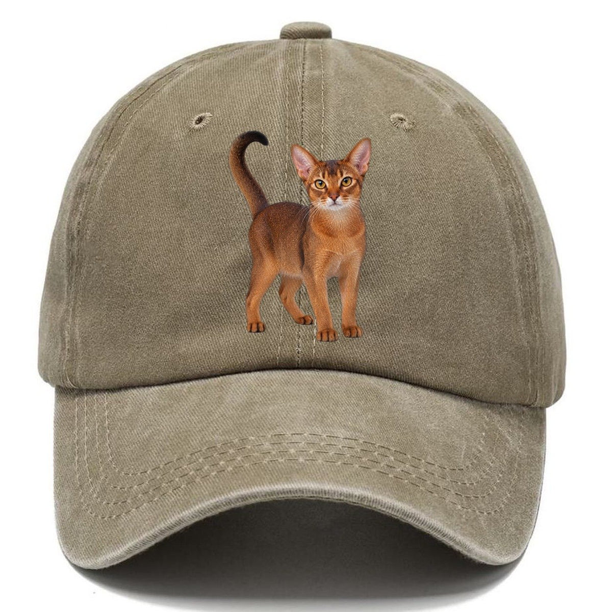 Abyssinian Standing Three Quarter Realistic Cat Portrait Classic Cap – Warm Sand